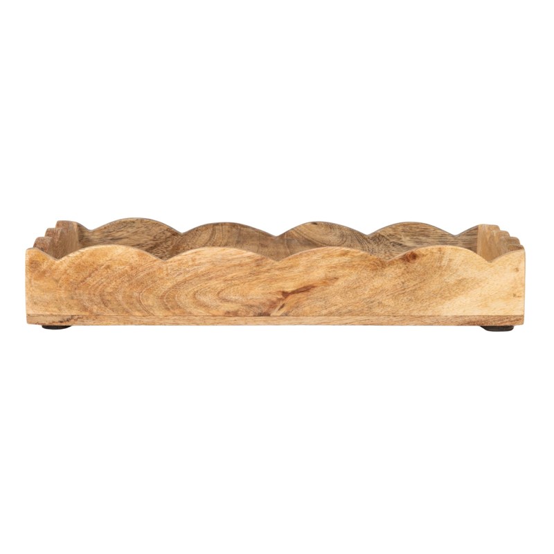 Creative Co-Op Mango Wood Scalloped Tray, Natural