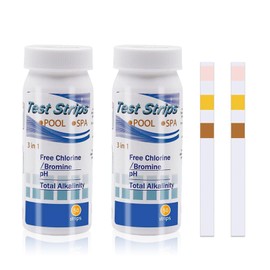 100 PCS Swimming Pool Clearwater & Hot Tub Test Strips,3 in 1 Ph Test Strips Set,Rapid Easy,Accurate,Measurement of PH,Alkalinity,Free Chlorine,for Lazy Spa/Tubs/Pool Water Testing Kit Accessories