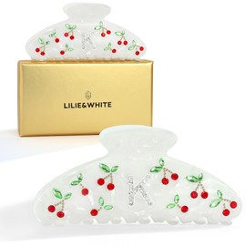 LILIE&WHITE Acrylic Cherry Letter Hair Clips For Women With RhinestonesInitial Hair Claws For Thick Hairs Trendy Monogram Large Clips Fashion Big Claw Clip Jewelry Gift Alphabet K