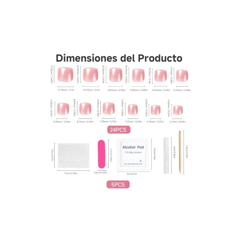 False Nail Grande 24pcs U?as Postizas Pies