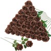 36 Pcs Chocolate Artificial Roses with Long Stems