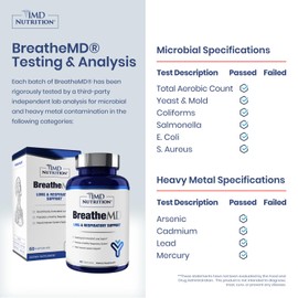 1MD Nutrition BreatheMD | Lung and Respiratory Support Supplement | Promotes a Healthy Immune System | with Elderberry, Chromium, and NAC | 60 Ct.