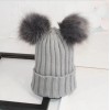 KH Gorro Dos Pompon Desmontable Dama Frio Moda Mujer 2