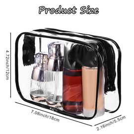 Molain 24 Pack Clear Makeup Bag, Waterproof Toiletry Bags, PVC Makeup Bags for Women, Organizer Case with Zipper for Travel Bathroom (Black)