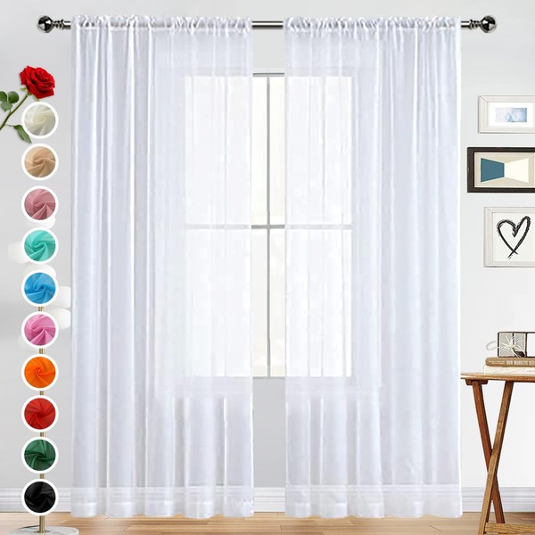 SpaceDresser SpaceDresser Basic Rod Pocket Sheer Voile Window Curtain Panels