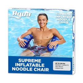Aqua Deluxe Inflatable Pool Noodle Chair – Soft Mesh Sling-Floating Chair Noodle Float – Blue Pineapple Hibiscus