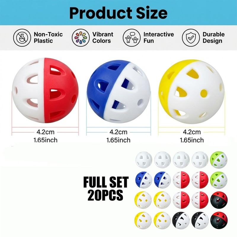 20 Wear-Resistant Golf Practice Balls, Soft Plastic Foam Golf training