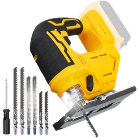 2025 Cordless Jig Saw with LED Light, 0-45° Bevel Cut, 6 Blades, 3 Orbital Settings, Lock-Off Button， 20V Battery，Action for Straight/Curved/Circular Cutting Cordless Jig Saw