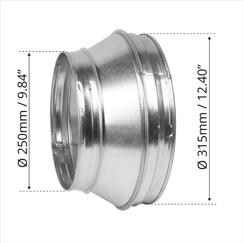 HVAC OV 12.5" to 10" Inch Round Duct Reducer -