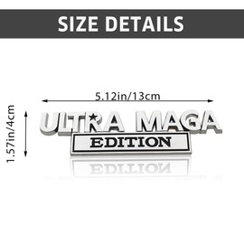Ultra MAGA Edition Emblem Car Sticker Decal, 3D Raised Full Metal Personality Label, Car Badge Sticker with Strong Adhesive, Auto Body Exterior Decor Embossed Sticker of Car Truck (Silver/Black)