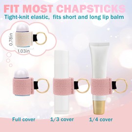LUCKINEE Mini Chapstick Holder Keychain 4pcs Bulk Lip Balm Holder Keychain Clip On Cute Lip Gloss Holder Keychain with 2pc More Spring O Rings