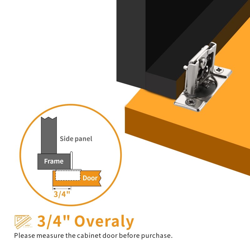Chibery 50 Pack 3/4" Overlay 3D Soft Close Concealed Hinge