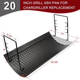 Hiorucet 20 Inches Ash Pan Drip Pan and Grill Grates for Char-Griller 5050 5650 5072 2123 Charcoal Grills, 20" Charcoal Grill Pan with 2Pcs Fire Grate Hanger for Char Griller 5050 Replacement Parts