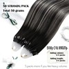 Moresoo Microring Hair Extensions Real Human Hair Black to Silver