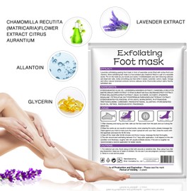 Foot Mask 5 Pack, Foot Peel Mask Callus Remover, Exfoliating Peeling Calluses Dead Skin, Callus Remover Foot Mask, Baby Soft Smooth Touch Feet-Men Women Exfoliating Foot Mask (Lavender)