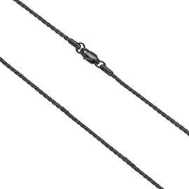 FOSIR 2mm Titanium Steel Unique Black Snake Chain Necklace for Men and Women, Twist Mens Chain (18 Inch)