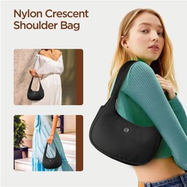 Babysun Mini Shoulder Bag Women Nylon Crescent Bag 2L Underarm Shoulder Purse Women's Shoulder Handbags Small Tote Bag Black