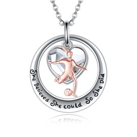 DAYLINLOVE Soccer Necklace 925 Sterling Silver Soccer Pendant Necklace Soccer Jewelry Gifts for Women Girls
