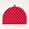 HOMESCAPES Double Design Tea Cosy Polka Dots Red Muff Teapot