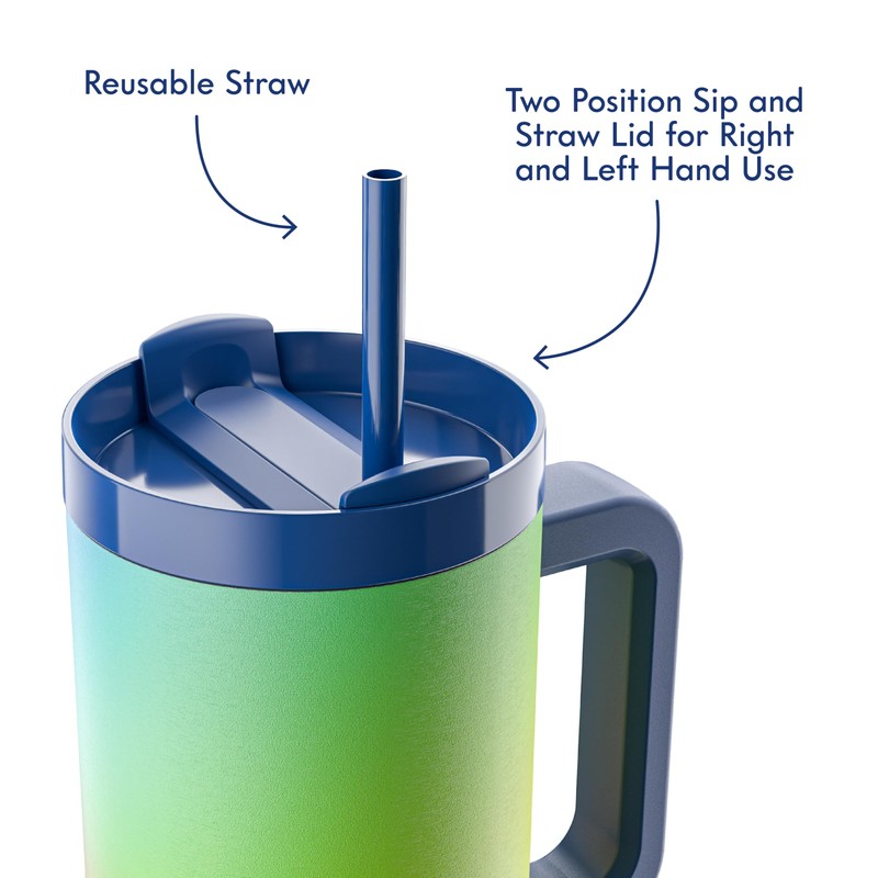40oz Stainless Steel Handle Tumbler with Triple Insulation & Copper