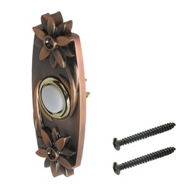 Mewutal 3.3" Heavy Duty Doorbell Push Button Red Bronze Wired Door Bell Antique Door Opener Button Metal Door Ringing Button for Home Office, with Screws
