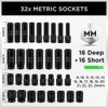 SWANLAKE 1/2" Drive Impact Socket Set, 66-Piece Standard SAE (3/8"-1-1/4")