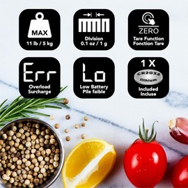 Starfrit Digital Kitchen Scale - Glass Platform - Measures Weight and Liquid Volume - 11 lb / 5 kg Capacity - Black