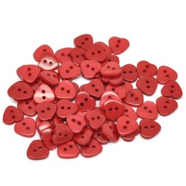 50 x Red 11mm x 12mm Heart Shape Design Resin Sewing Buttons