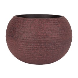 The HC Companies 8 Inch Atlas Sphere Planter - Lightweight Decorative Round Indoor Outdoor Plastic Plant Pot for Herbs and Flowers, Red