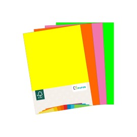 Made in the EU, 40 Sheets Coloured Paper Mix Neon Mix A4 80 g/m² CS Paper - Printer Paper, Copy Paper, Universal Paper for Printing, Crafts & Folding in DIN A4 Format, Paper for Home & Office Supplies
