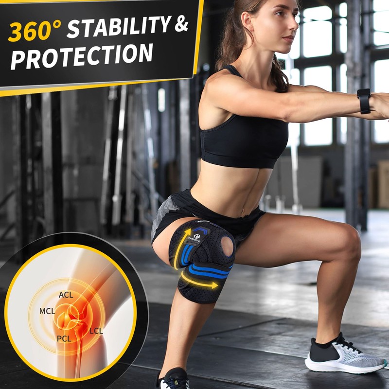 CAMBIVO Knee Brace with Side Stabilizers & Patella Gel Pads,