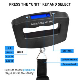 Jinlaili Digital Suitcase Scales up to 50 kg / 110 lb, Portable Luggage Scales for Suitcases Analogue, Hanging Scales LCD Display, Tare Function, Small Travel Scales with Hooks for Travel Suitcase,