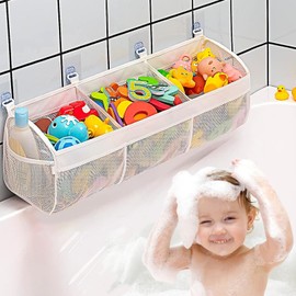Buudreza Bath Toy Storage, Bath Toy Organiser with 3 Compartments for Bathtub, Bath Toy Holder for Bath, Toy Holder