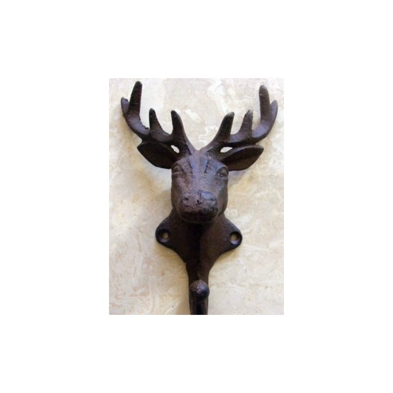 Antique Reproduction Cast Iron Buck Deer Wall Hook by Upper