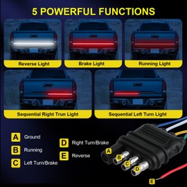 YUGUANG 60 Inch Tailgate Light Bar, Double Row LED Truck Tailgate Light Strip with Red Running Brake Lights Turn Signal White Reverse Lights