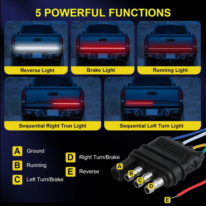 YUGUANG 60 Inch Tailgate Light Bar, Double Row LED Truck
