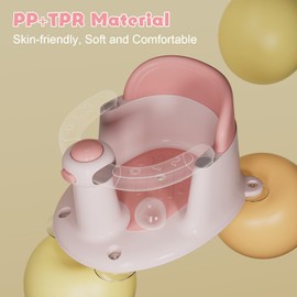 Baby Bath Seat for Babies 6 Months & Up, Bath Seats for Babies Sitting Up, 3 Baby Bath Toys, Open Design Bathtub Seat for Baby, Non-Slip, Compact Toddler Bath Seat.