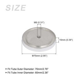 METALLIXITY Aluminium Round Disc (2.95 x 0.39 Inch M8 Thread) Glass Table Top Adapter Aluminium Circle Disc - for Glass Coffee Table Tea Kitchen and Other Glass Furniture Accessories