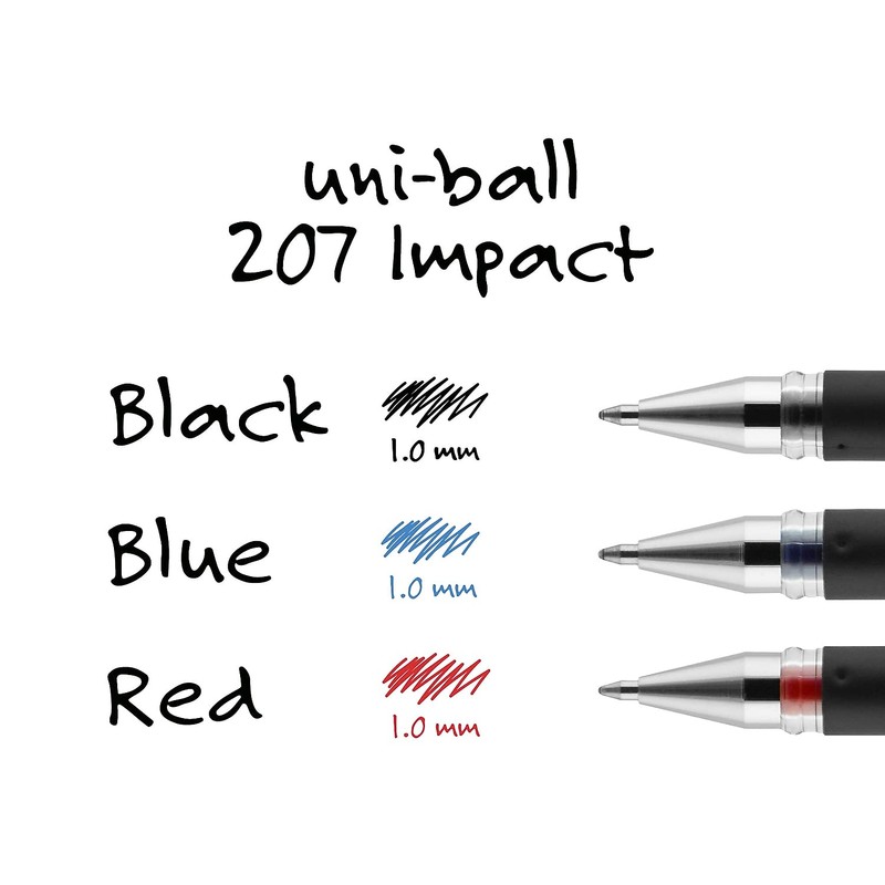 Sanford Brands Uni-Ball 207 Impact Gel Black Pen, (Pack of