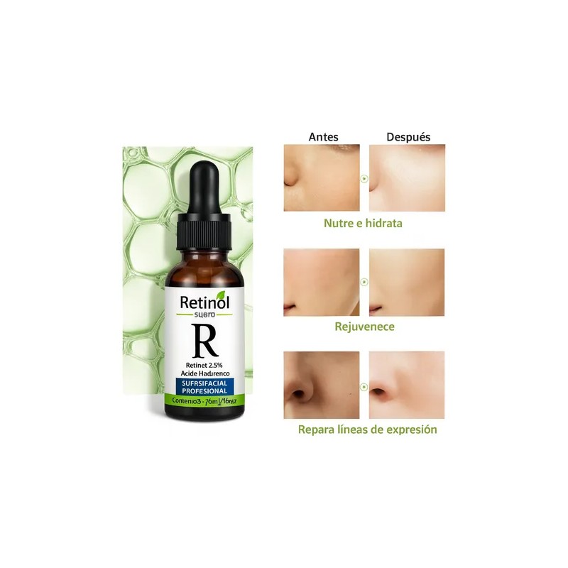 Suero Facial Retinol 2.5% Con Acido Hialuronico 30ml