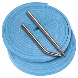 Baseball Glove Lace, Mitt Lace Repair Kit Softball 2 Leather Laces and 2 Lacing Needles for Catcher's Glove, Light Blue, 4.53*3.98*0.55IN