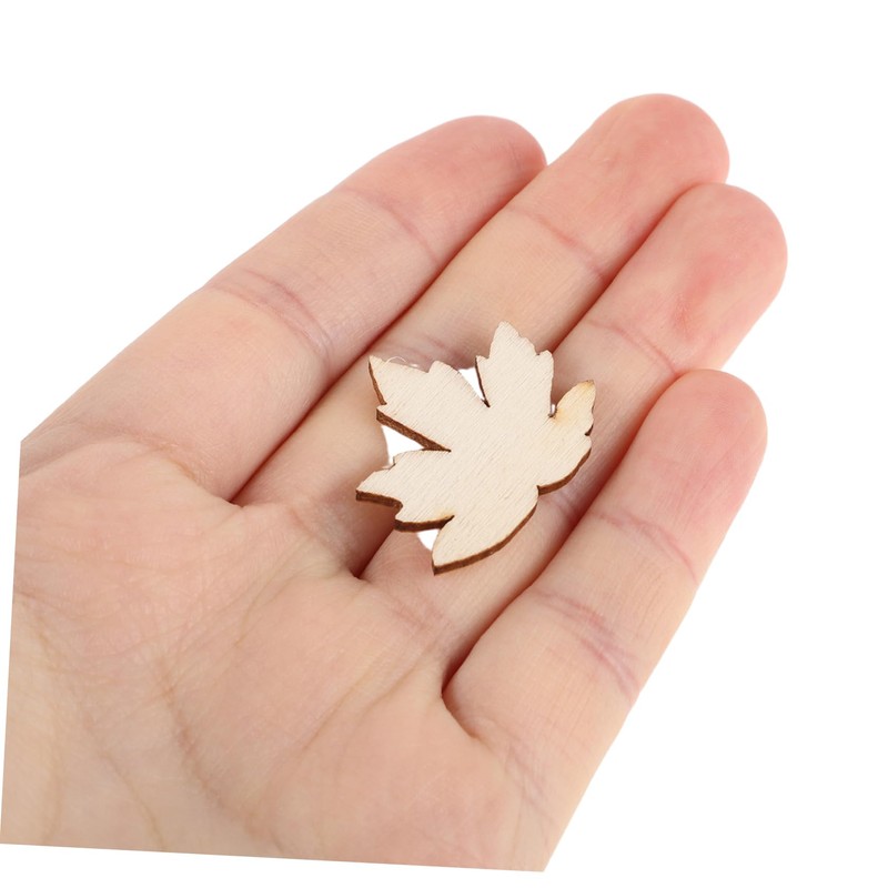 SHINEOFI 100pcs Unfinished Wooden Maple Leaves Cutouts for DIY Crafts