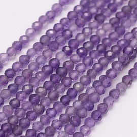 Ipotkitt 2 Strands Approx 98pcs/Strand 4mm Natural Amethyst Beads Strands Faceted Round Beads Healing Crystal Craft Ornaments for DIY Jewellery Making