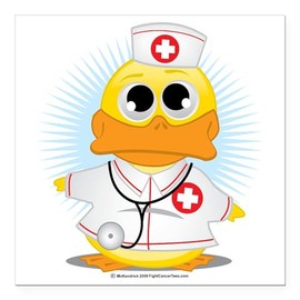 CafePress Nurse Duck Square Car Magnet 3 X 3 Square Car Magnet, Magnetic Bumper Display