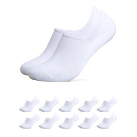 Occulto Solana Women's and Men's Bamboo Socks Pack of 10, White, 43 - 46