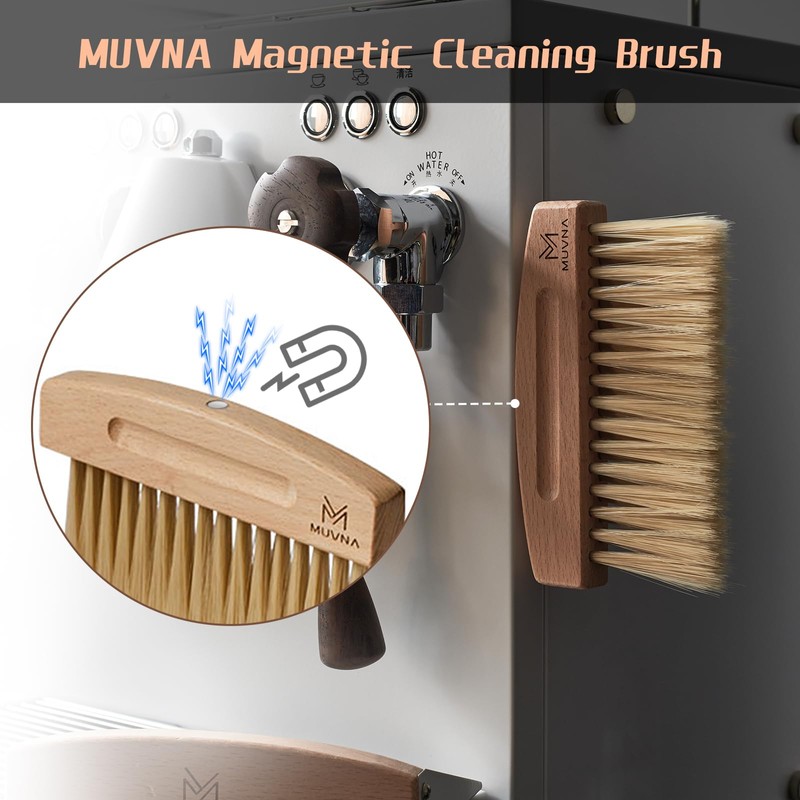 MUVNA Espresso Cleaning Brush Set, a Wood Handle Cleaning Brush