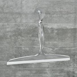 iDesign Plastic Bath Squeegee for Glass with Suction Hook Holder – 12", Clear