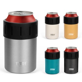 TYESO Tumbler Can Holder Insulated PET Bottle Thermal Insulated Can Holder 350ml for Cans Non-slip Vacuum Insulation (Silver, 350ml)