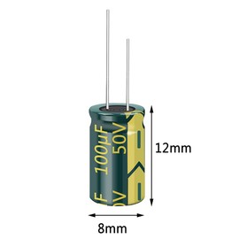 PENGLIN 20pcs Electrolytic Capacitors Aluminum Electrolytic Capacitors 50V 100UF 105℃ 8X12mm High Frequency Low Resistance Long Life (50V 100μF)