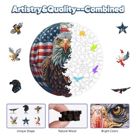 Leodozzio Wooden Puzzles for Adults, Eagle Jigsaw Puzzles 200 Pieces, 11x11.2 Inch, Unique Shaped Wooden Puzzle, Birthday Gift Family Game Medium Size